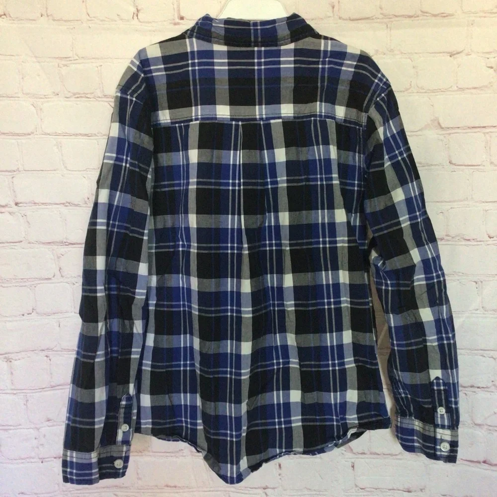 Gymboree Slim Fit Blue Plaid Button Down Shirt - Size Large (10-12)